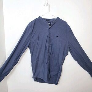 Hollister Blue Epic Flex Stretch Button Up Muscle Fit Long Sleeve Shirt Size L